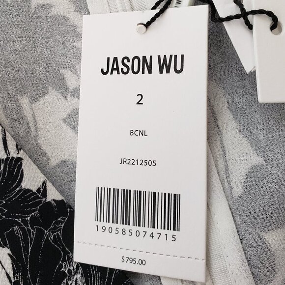 Jason Wu Black, White, Blue Yellow Dress. Size 2. New With Tag. Dress 100% Silk - Picture 5 of 7